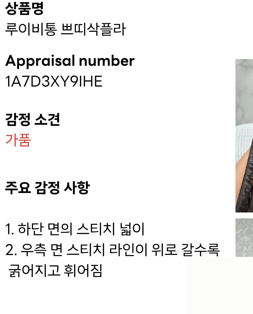 루이비통 로고 확대 감정 사진